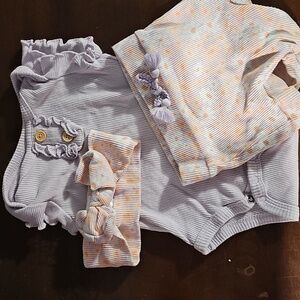 Catherine Malandrino Lavender and Cream Diaper Cover Set